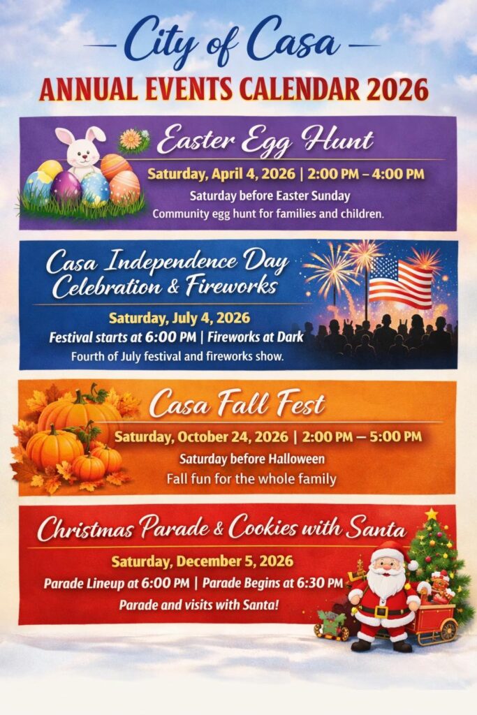 City of Casa Annual Events Calendar 2026 illustration 